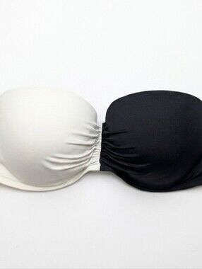 Victoria's Secret Black and White Strapless Swim Top